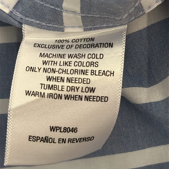 Men’s Club Room Light Blue & White Striped Short Sleeve Button Up Shirt Size XL - Picture 8 of 8